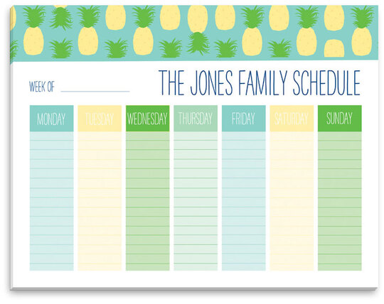 Pineapples Weekly Schedule Pad